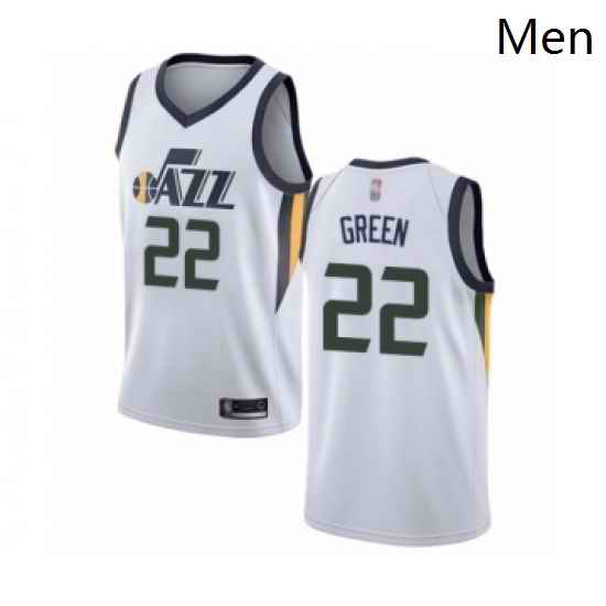Mens Utah Jazz 22 Jeff Green Authentic White Basketball Jersey Association Edition